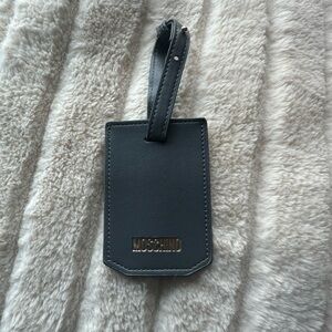 Moschino Blue  Leather Luggage Tag